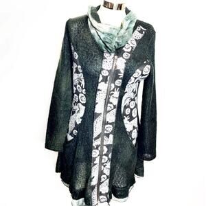 Funspot mixed print floral tie dye long cardigan